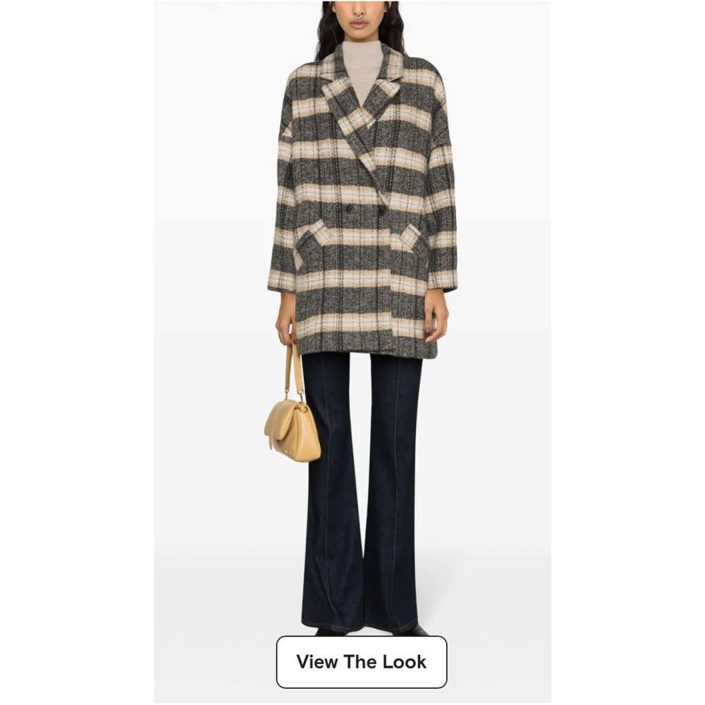 NWT Ba&sh Hold Double-breasted Coat Plaid Oversized Made in France sz3 US L $550